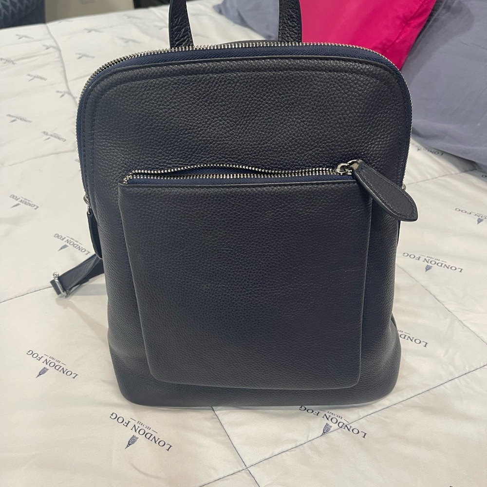 Blue Leather Backpack